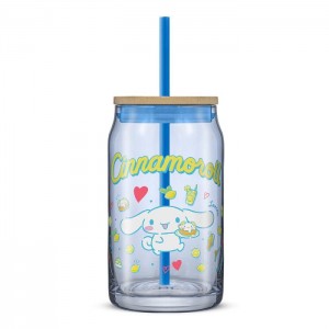 Hello Kitty Cinnamoroll Favorite Flavor Lidded Glass Tumbler Blankyt | CZ_HK43072