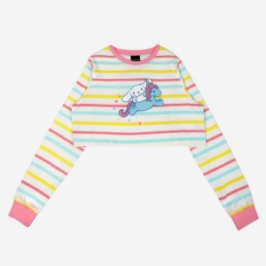 Hello Kitty Cinnamoroll x Dumbgood Striped Crop Longsleeve Viacfarebný | CZ_HK95331