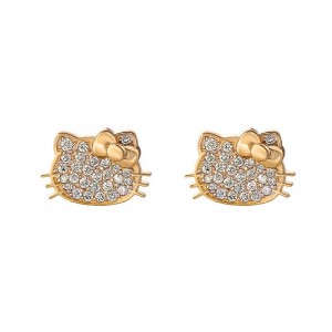 Hello Kitty Hello Kitty 14K Yellow Gold Pavé Diamond Stud Earrings Zlaté | CZ_HK39141