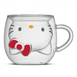 Hello Kitty Hello Kitty 3D Double Wall Espresso Glass Silve | CZ_HK97812