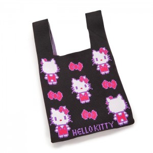 Hello Kitty Hello Kitty Black Knit Shopper Bag (Retro Pixel Series) Černé | CZ_HK90270