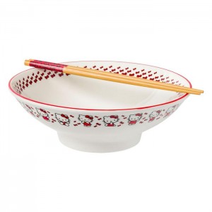 Hello Kitty Hello Kitty Ceramic Noodle Bowl and Chopstick Set (Red Bows) Červené | CZ_HK61965