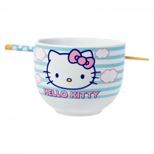 Hello Kitty Hello Kitty Ceramic Ramen Bowl and Chopstick Set (Clouds) Blankyt | CZ_HK31279