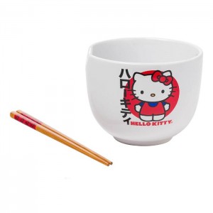 Hello Kitty Hello Kitty Ceramic Ramen Bowl and Chopstick Set (Japan Logo) Červené | CZ_HK22648