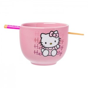 Hello Kitty Hello Kitty Ceramic Ramen Bowl and Chopstick Set (Pink Wave) Růžové | CZ_HK68431