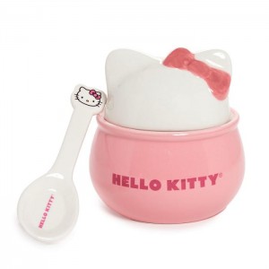 Hello Kitty Hello Kitty Ceramic Sculpted Bowl and Spoon Set Růžové | CZ_HK83473
