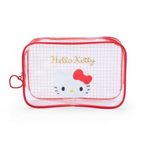 Hello Kitty Hello Kitty Clear Grid Zipper Pouch Červené | CZ_HK19715