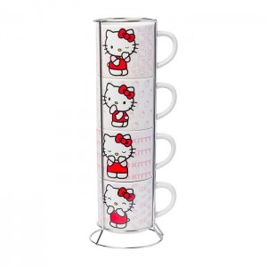 Hello Kitty Hello Kitty Expressions 5-Piece Ceramic Mug Stack Červené | CZ_HK50592