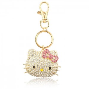 Hello Kitty Hello Kitty Face Pave 3D Bling Keychain Zlaté | CZ_HK67162