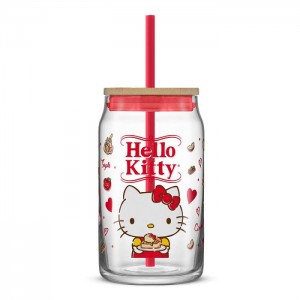 Hello Kitty Hello Kitty Favorite Flavor Lidded Glass Tumbler Červené | CZ_HK52560
