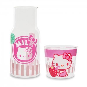 Hello Kitty Hello Kitty Glass Carafe and Cup Set (Strawberry Milk) Růžové | CZ_HK78509