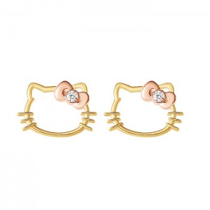 Hello Kitty Hello Kitty Gold Plated Silhouette Diamond Stud Earrings Zlaté | CZ_HK88735