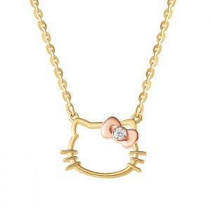Hello Kitty Hello Kitty Gold Plated Silhouette Diamond Necklace Zlaté | CZ_HK46551