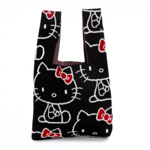 Hello Kitty Hello Kitty Knit Shopper Bag (Black) Černé | CZ_HK57679