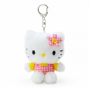 Hello Kitty Hello Kitty Plush Mascot Keychain (Floral Houndstooth Series) Bílé | CZ_HK62693