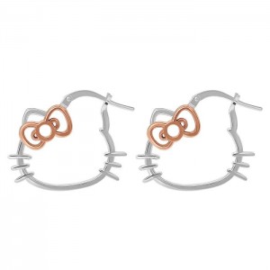 Hello Kitty Hello Kitty Sterling Silver Hoop Earrings Silve | CZ_HK90413