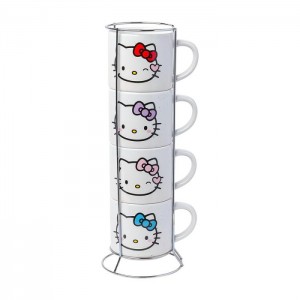 Hello Kitty Hello Kitty Winking Hearts 5-Piece Ceramic Mug Stack Viacfarebný | CZ_HK74158