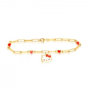 Hello Kitty Hello Kitty Yellow Gold Paperclip Bracelet Zlaté | CZ_HK61572