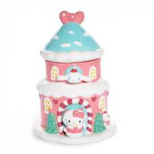 Hello Kitty Hello Kitty and Cinnamoroll Ceramic Holiday Cottage Cookie Jar Růžové Blankyt | CZ_HK16156