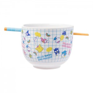 Hello Kitty Hello Kitty and Friends Ceramic Ramen Bowl and Chopstick Set (Color Grid) Blankyt | CZ_HK85555