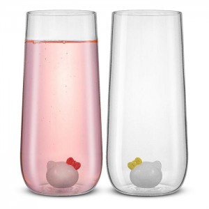 Hello Kitty Hello Kitty and Mimmy 3D Icon Tall Drinking Glasses (Set of 2) Růžové | CZ_HK41681