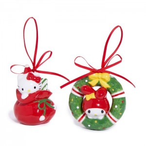 Hello Kitty Hello Kitty and My Melody 2-pc Holiday Ceramic Ornament Set (Red) Červené | CZ_HK59306