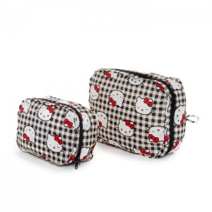 Hello Kitty Hello Kitty x Baggu 50th Anniversary Packing Cube Set (Black Gingham) Černé | CZ_HK53135