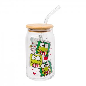 Hello Kitty Keroppi Snacks Bamboo Lidded Glass Tumbler Zelene | CZ_HK53184