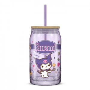 Hello Kitty Kuromi Favorite Flavor Lidded Glass Tumbler Fialové | CZ_HK51368