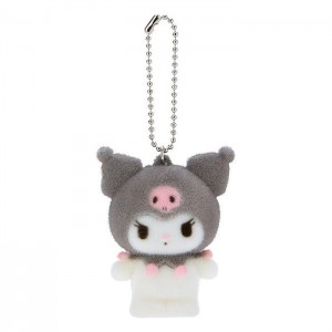 Hello Kitty Kuromi Flocked Keychain Mascot Šedé | CZ_HK75063