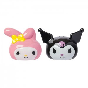 Hello Kitty My Melody And Kuromi Sculpted Ceramic Salt and Pepper Set Černé | CZ_HK48890