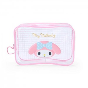 Hello Kitty My Melody Clear Grid Zipper Pouch Růžové | CZ_HK30481