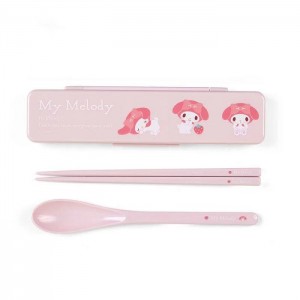 Hello Kitty My Melody Everyday Chopsticks & Spoon Set Růžové | CZ_HK14272