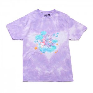 Hello Kitty My Melody x Care Bears Tie-Dye Glitter Tee Levandule | CZ_HK70634