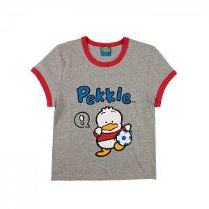 Hello Kitty Pekkle x Dumbgood Grey Ringer Baby Tee Šedé | CZ_HK59917