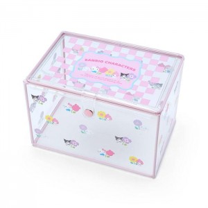 Hello Kitty Sanrio Characters Clear Storage Case (Pastel Check Series) Růžové | CZ_HK55523